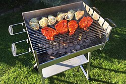 Multiple steaks on a grill